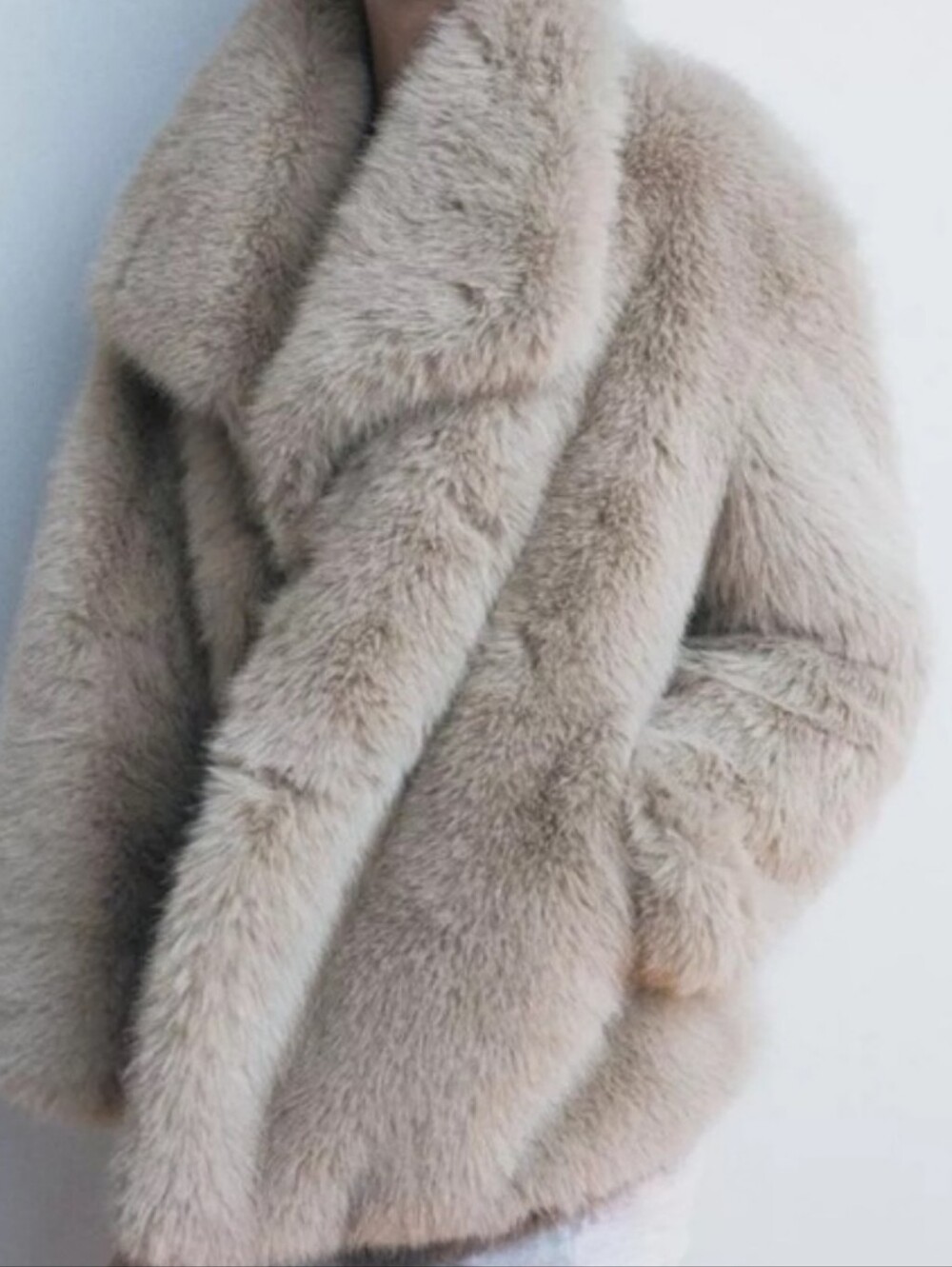 Zara Faux Fur Coat in Cream Size L - Picture 7 of 13